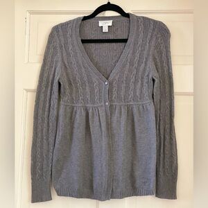 Anne Taylor Loft V-neck babydoll Cardigan with cable knit design